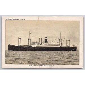 United States Lines SS President Roosevelt Vintage Postcard Ship Ocean Liner